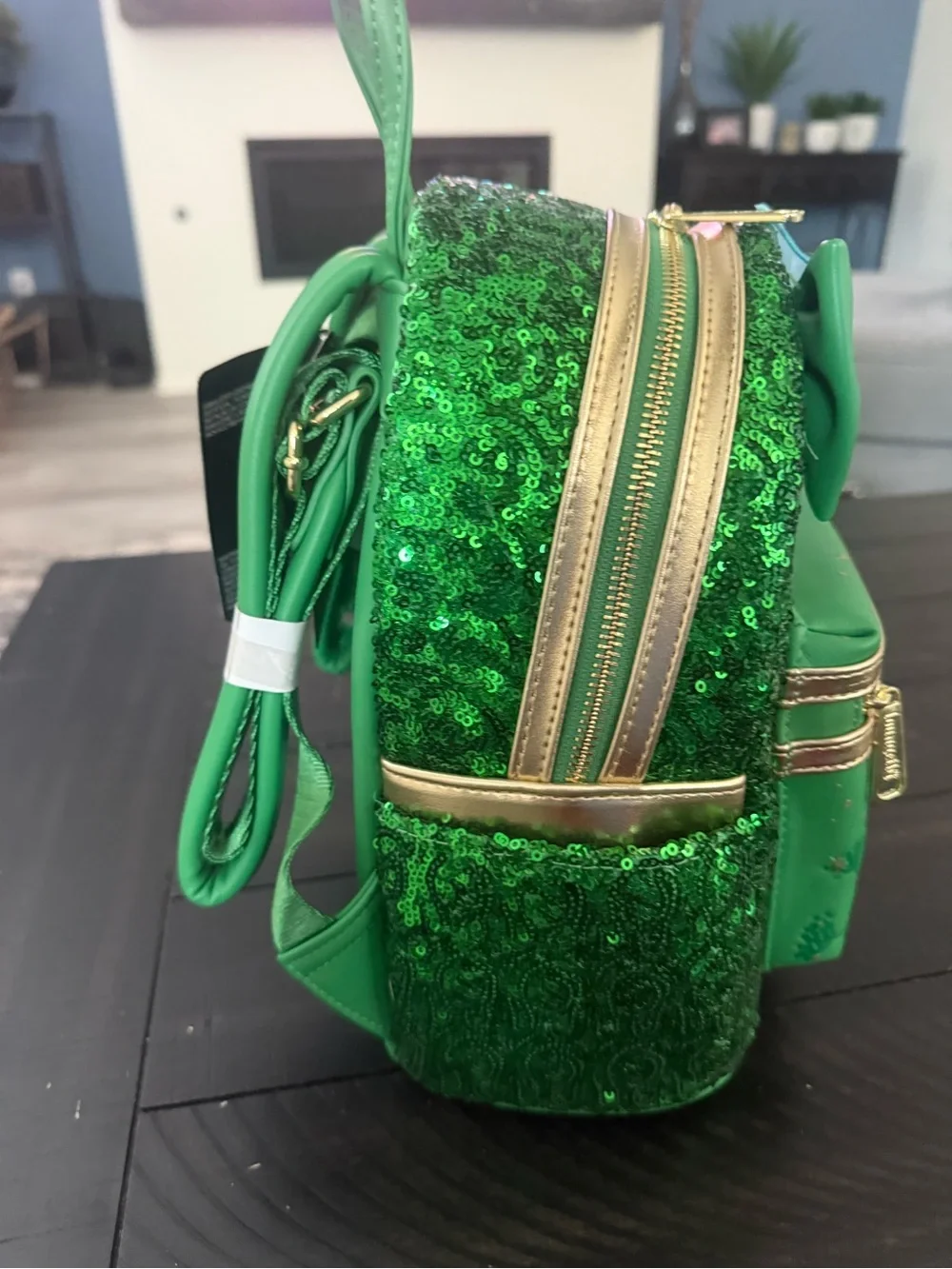 NWT Disney Tinker Bell Green Sequin Loungefly Backpack